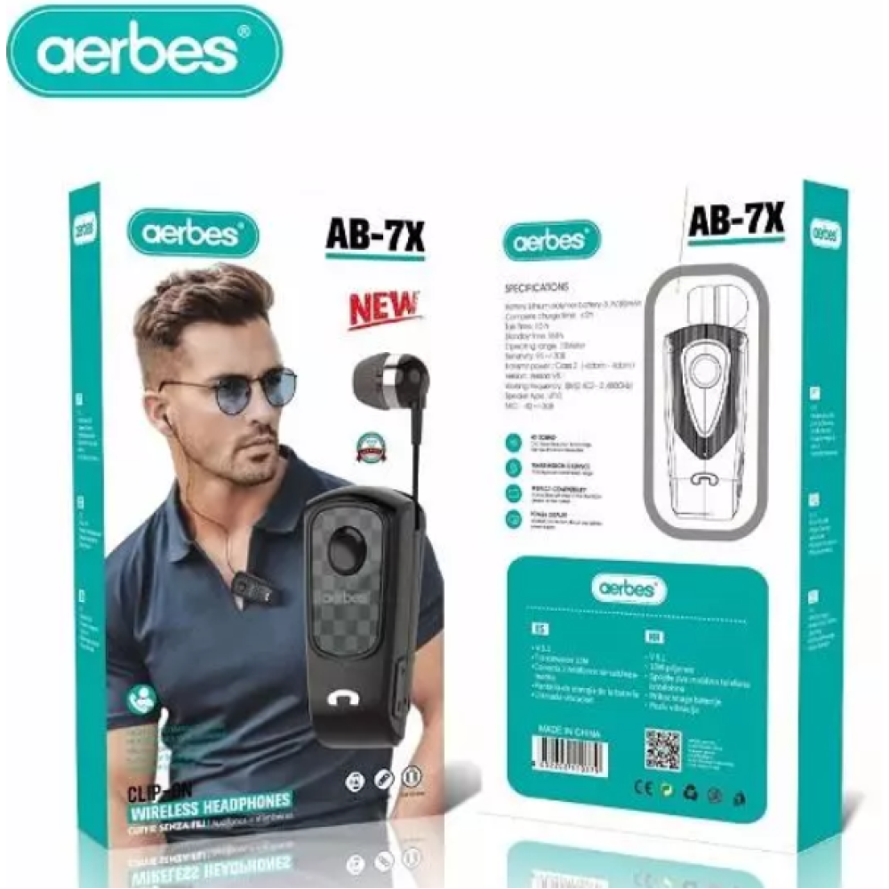 Ασύρματα ακουστικά με κλιπ Bluetooth AB-7X AERBES