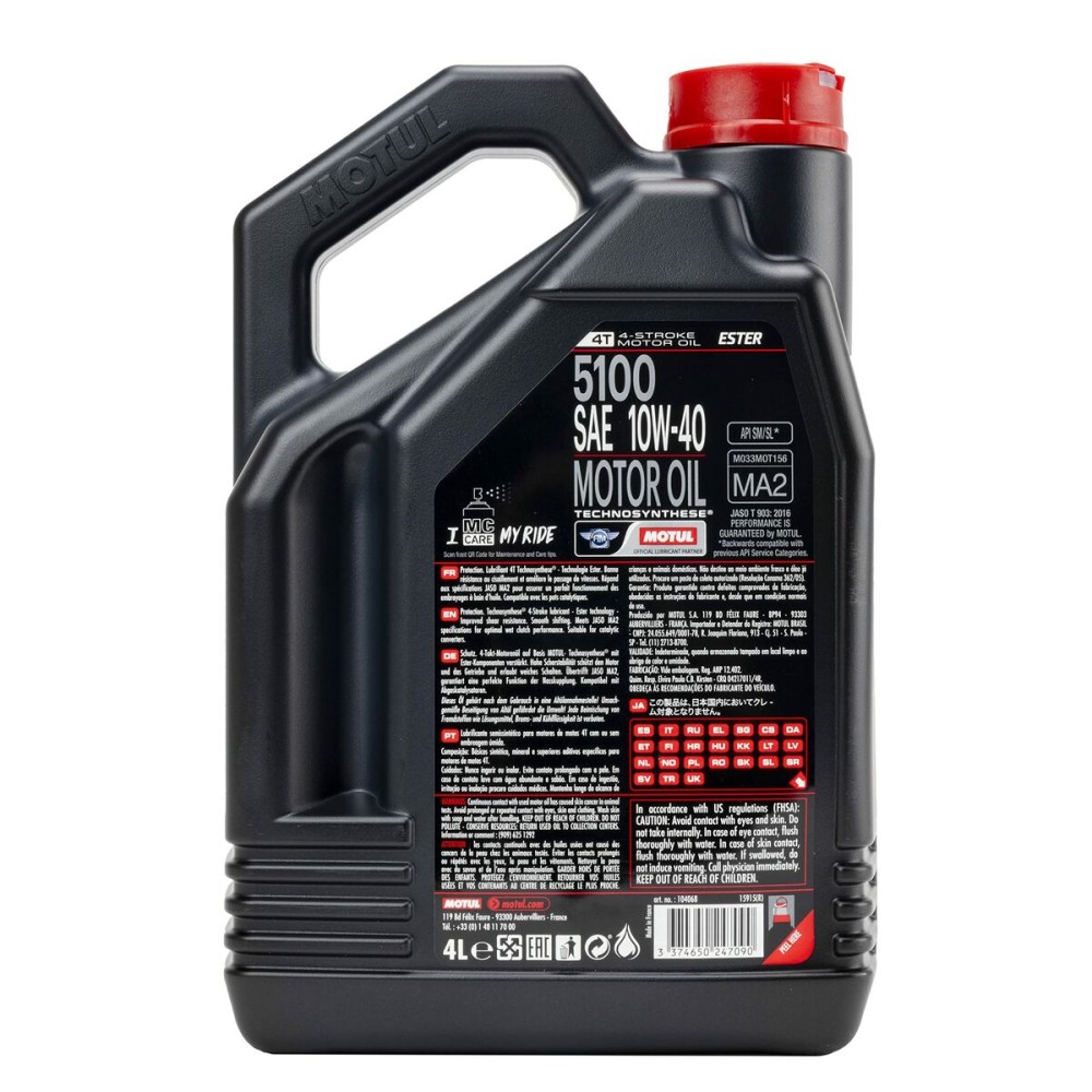 Λάδι Κινητήρα για Μοτοσικλέτα Motul 5100 10W40 4 L