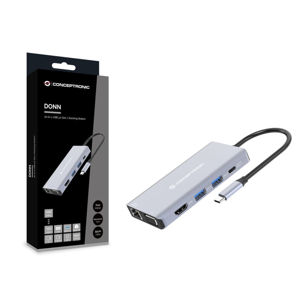 USB Hub Conceptronic 110519307101 Γκρι 100 W