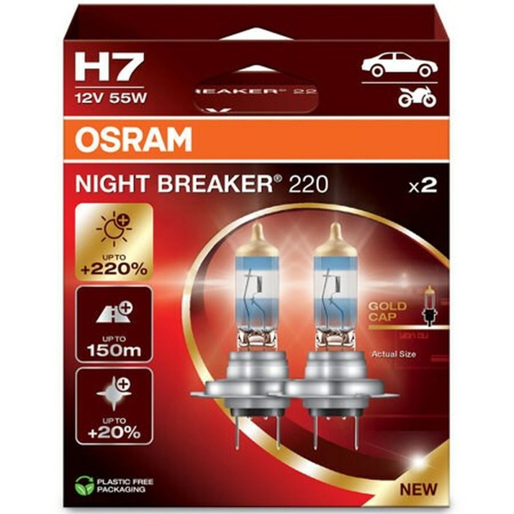 Λάμπα Αυτοκινήτου Osram NIGHT BREAKER 220 58 W 55 W PX26D 3550 K 12 V (x2)