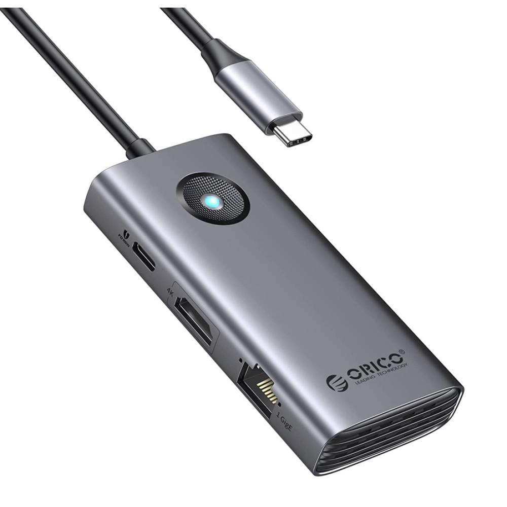 ORICO docking station PW11-6PR, 6 θυρών, USB-C σύνδεση, 100W PD 4K, γκρι