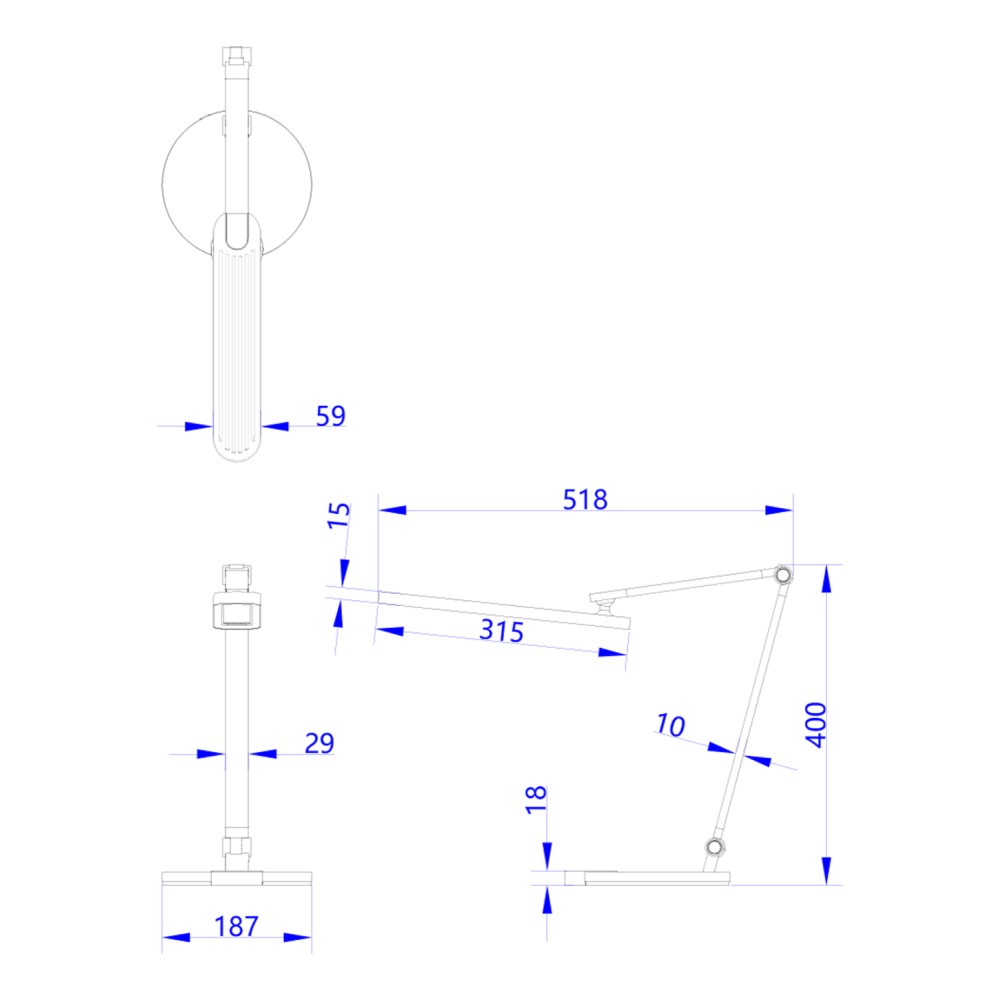 ΦΩΤΙΣΤΙΚΟ ΓΡΑΦΕΙΟΥ LED BLAIN PRO HM4454.02 ΜΑΥΡΗ ΒΑΣΗ ABS-ΓΚΡΙ ΑΛΟΥΜΙΝΙΟ 51,8x40Υεκ.