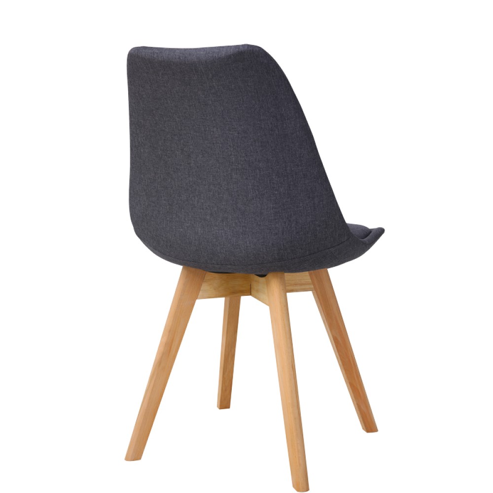 Καρέκλα Gaston pakoworld ανθρακί ύφασμα και ξύλινο πόδι σε φυσική απόχρωση 56.5x43x83.5εκ