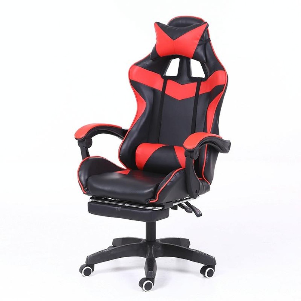 Computer Office Chair Home Gaming Chair Lifted Rotating Lounge Chair with Footrest / Nylon Feet (Red)