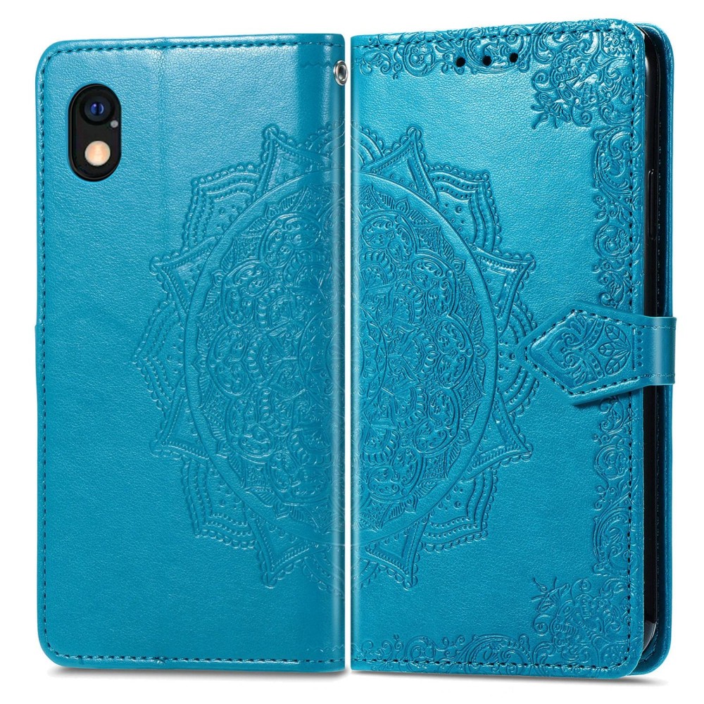 For Sony Xperia Ace III Mandala Flower Embossed Leather Phone Case(Blue)