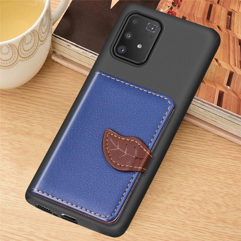 For Galaxy S10 Lite / A91  Leaf Buckle Litchi Texture Card Holder PU + TPU Case with Card Slot & Wallet & Holder & Photo Frame(Blue)