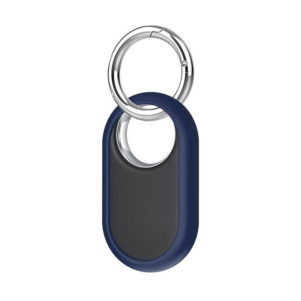 For Samsung Galaxy SmartTag2 Tracker Half-wrapped Silicone Protective Case With Metal Hanging Ring(Deep Blue)
