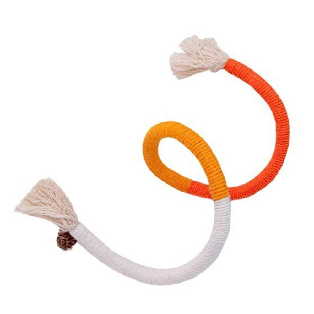 70cm Cat Bite Rope Toy Catnip Cat Teasing Stick(Orange)