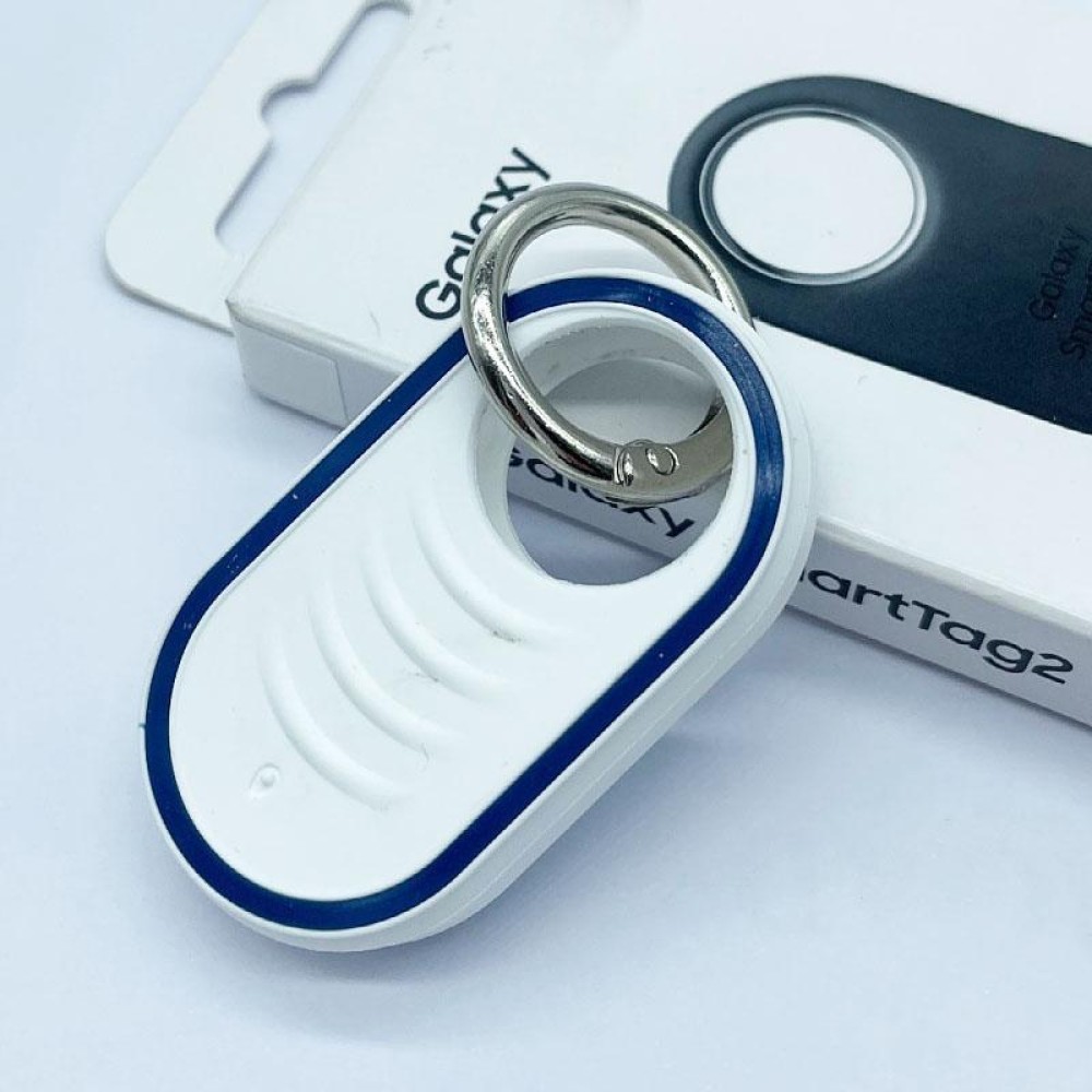 For Samsung Galaxy SmartTag2 Silicone Protective Case Positioning Loss Prevention Keychain(White)