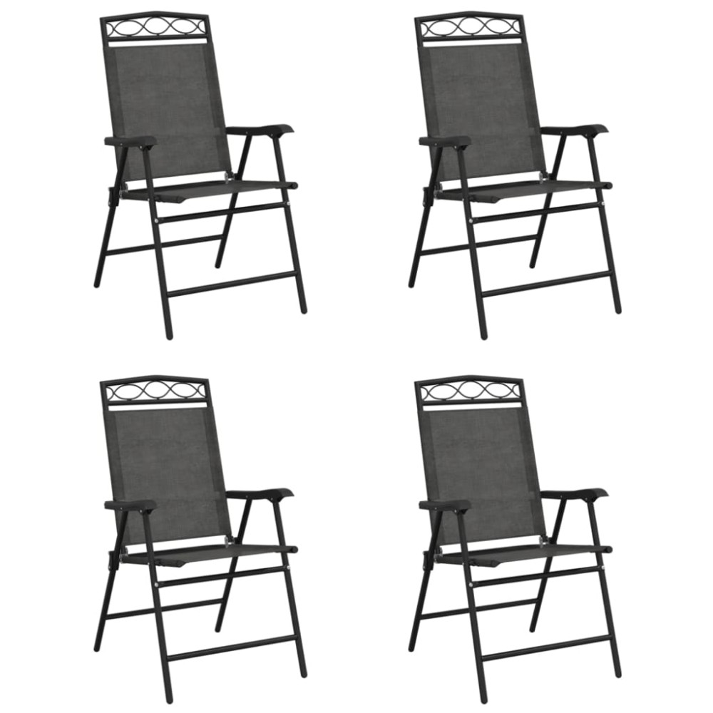 vidaXL Καρέκλες Κήπου Πτυσσόμενες 4 τεμ. Γκρι Μελανζέ Ατσάλι/Textilene