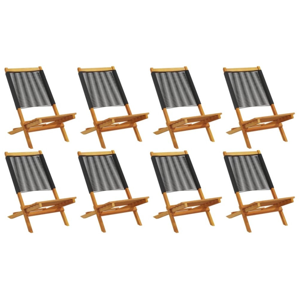 vidaXL Καρέκλες Κήπου Πτυσσόμενες 8 τεμ. Μαύρες από Μασίφ Ξύλο Ακακίας
