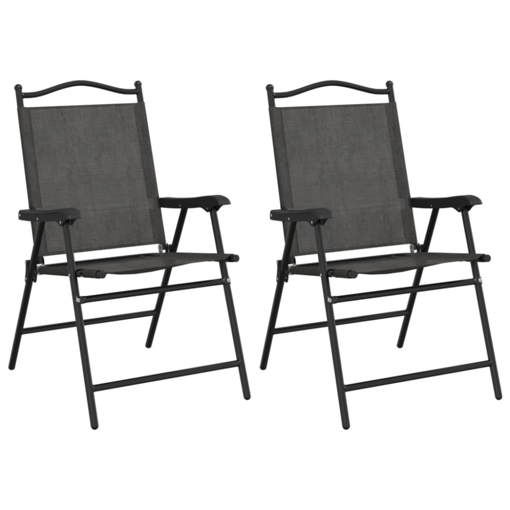 vidaXL Καρέκλες Κήπου Πτυσσόμενες 2 τεμ. Γκρι Μελανζέ Ατσάλι/Textilene