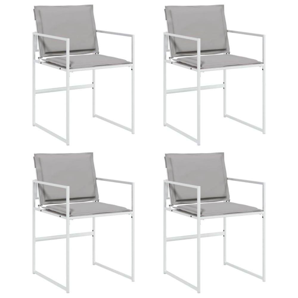 vidaXL Καρέκλες Κήπου 4 τεμ. Λευκές από Ατσάλι/Textilene με Μαξιλάρια