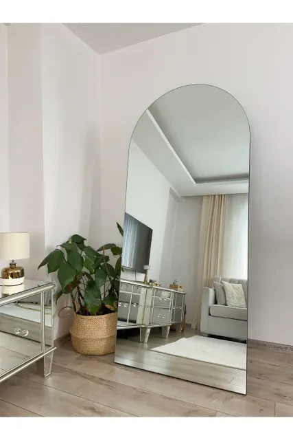 Οβάλ ολόσωμος καθρέφτης με μεταλλική βάση χωρίς πλαίσιο Λευκό 180x80 cm